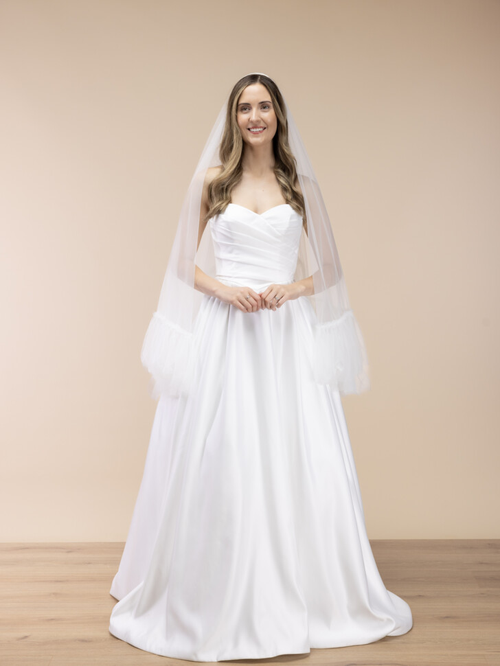 Perfect Bridal Ivory Single Tier Ruffle Tulle Edge Veil