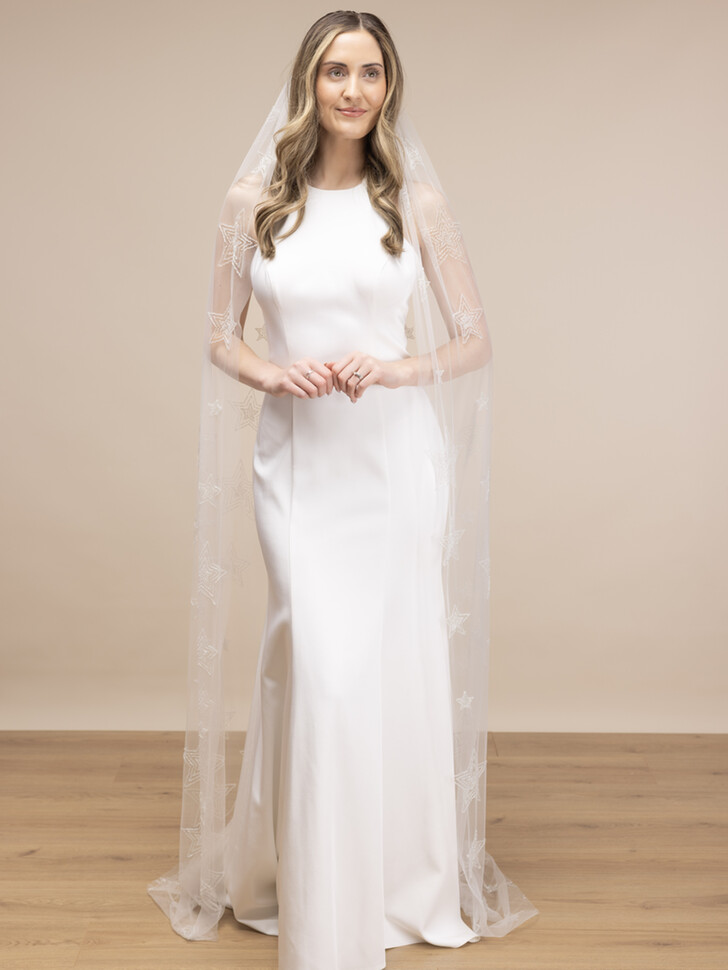 Perfect Bridal Ivory Tulle Single Tier Beaded Star Chapel Veil