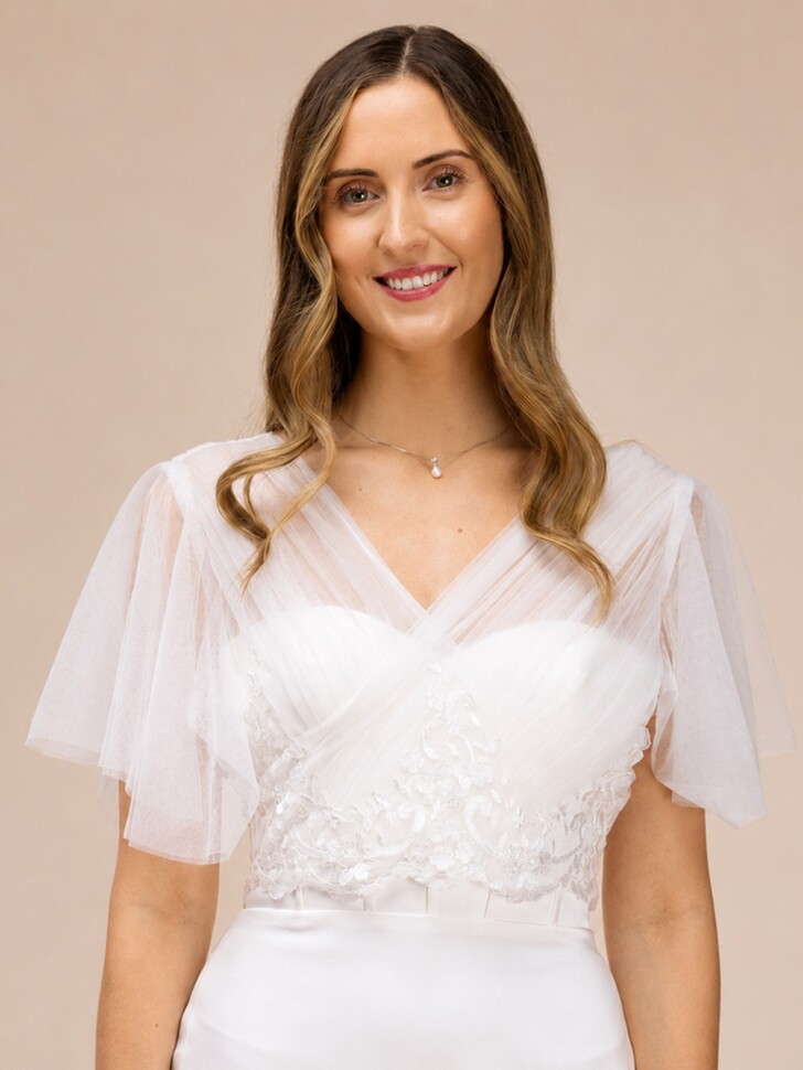 Perfect Bridal Lace & Tulle Butterfly Sleeve Topper