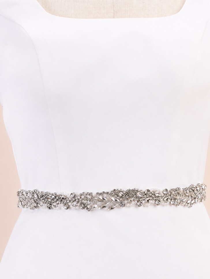 Perfect Bridal Srebrny pas ślubny z kryształkami i perłami