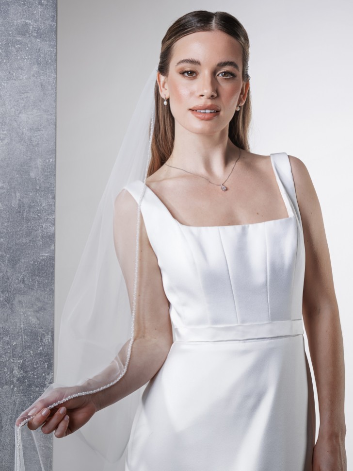 Rainbow Club Elderflower Ivory Pearl Edge Veil