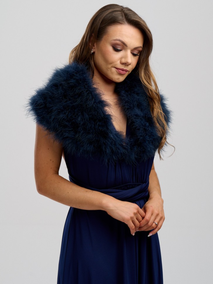 Scarlet Navy Feather Wedding Wrap