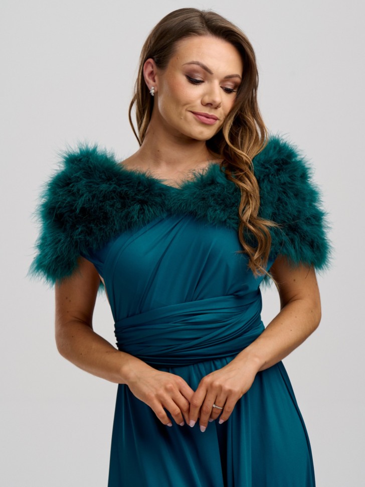 Scarlet Teal Feather Wedding Wrap