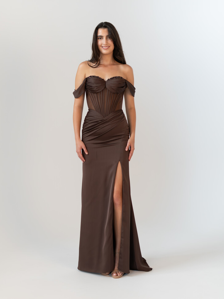Tania Olsen Dominica Chocolate Prom Dress