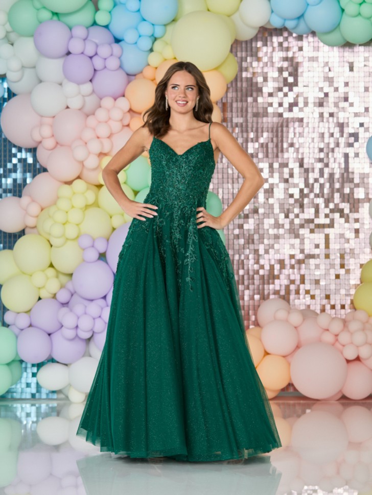 Tiffanys Nancy Dunkelgrünes Ballkleid