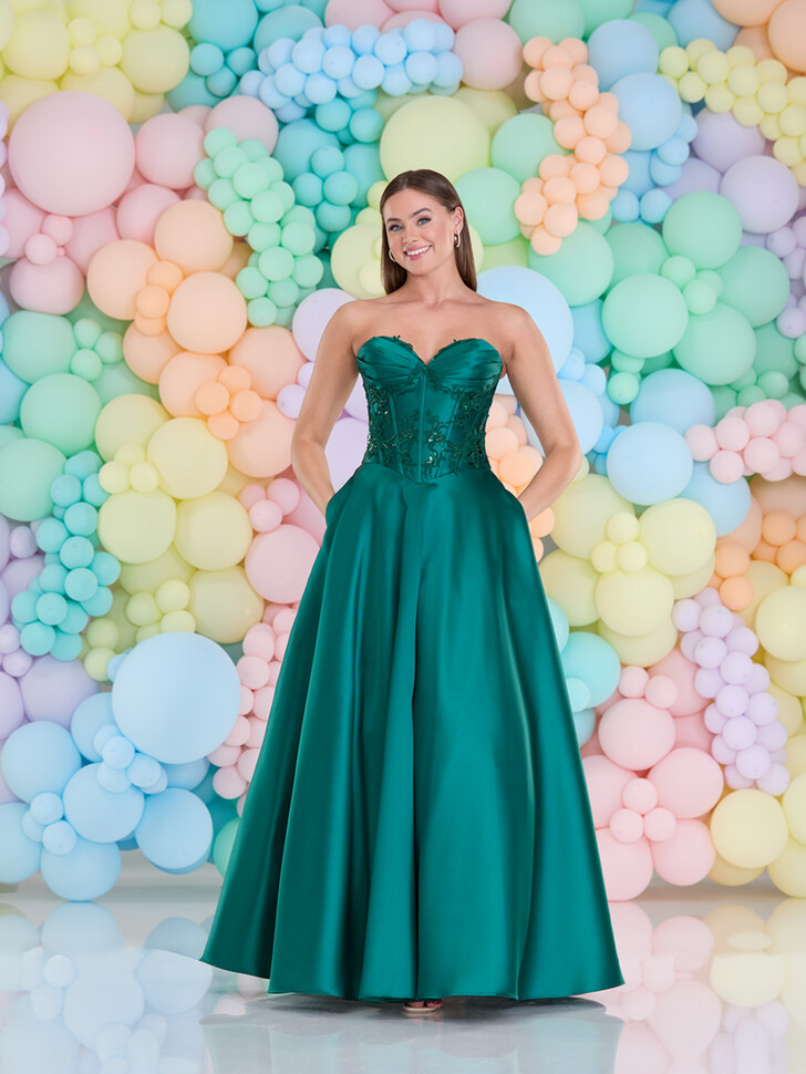 Vestido de baile verde-escuro «Becki» da Tiffanys