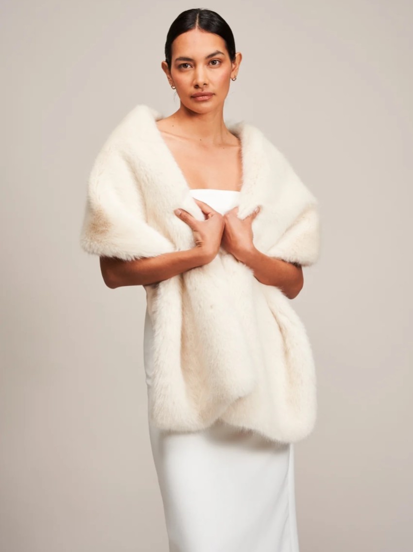 Photograph: Helen Moore Ivory Long Faux Fur Stole