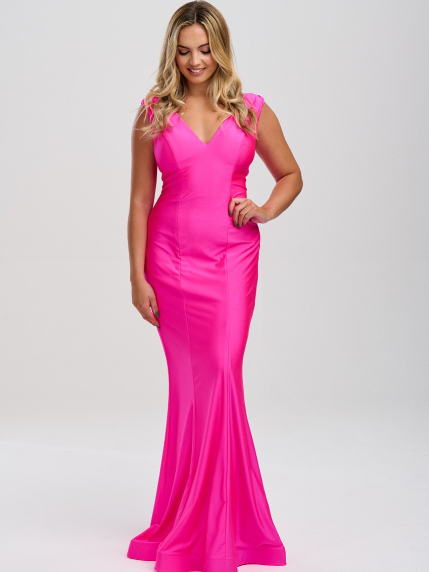 Fotograf: Linzi Jay V-Ausschnitt Satin Jersey Passendes Ballkleid