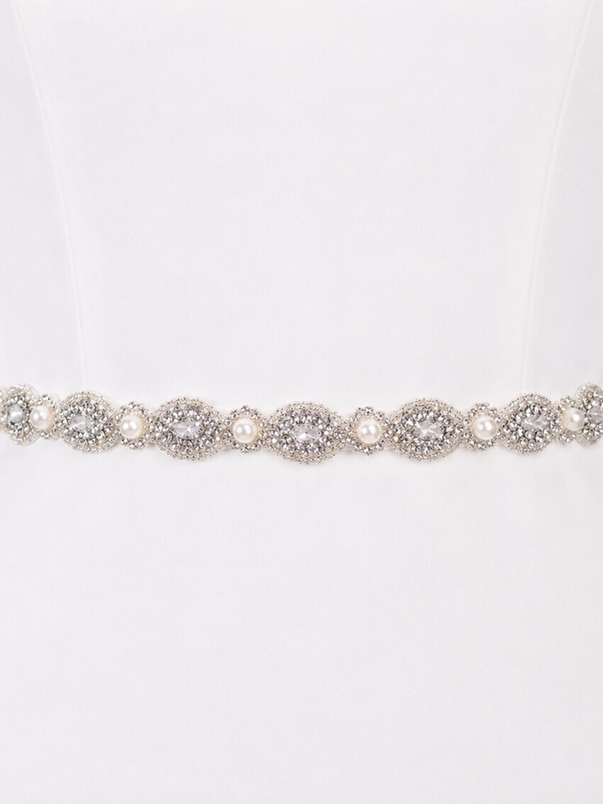 Photograph: Perfect Bridal Beautiful Slim Pearl and Silver Diamante Bridal Belt