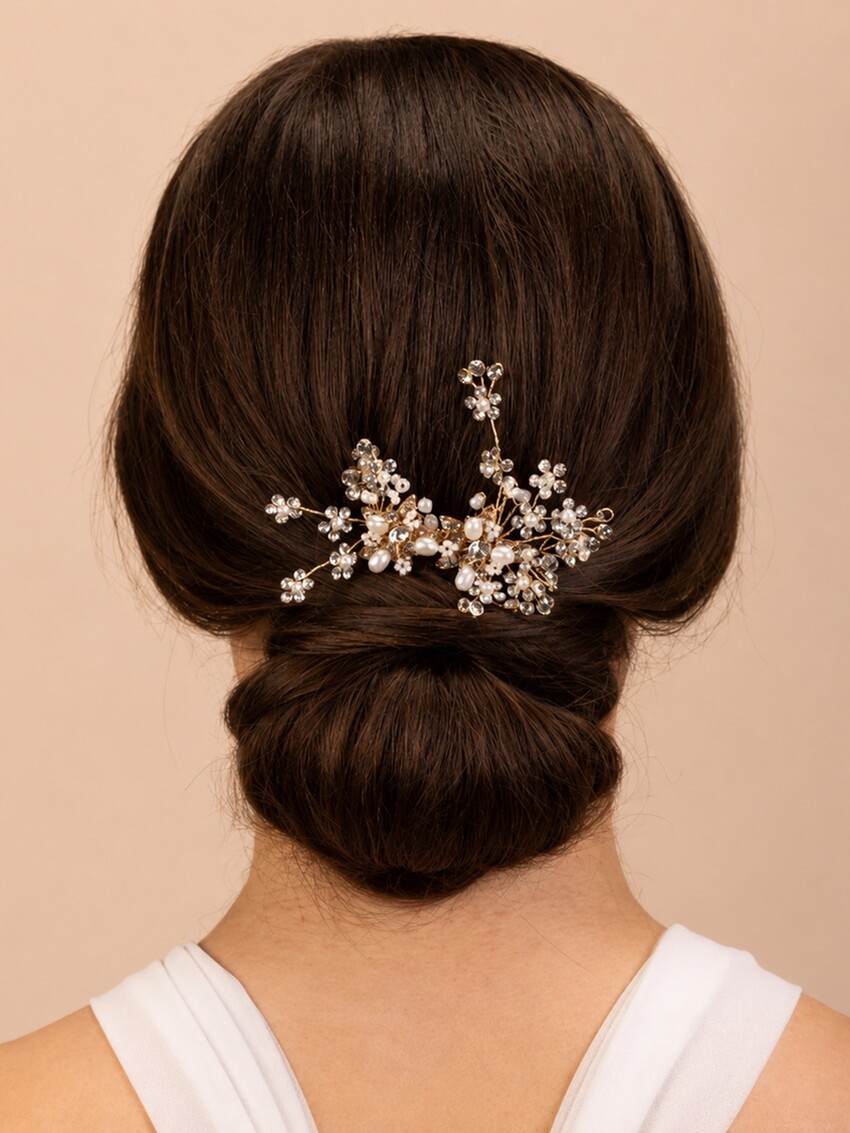 Photograph: Perfect Bridal Delicate Gold Pearl and Diamante Bridal Hair Comb