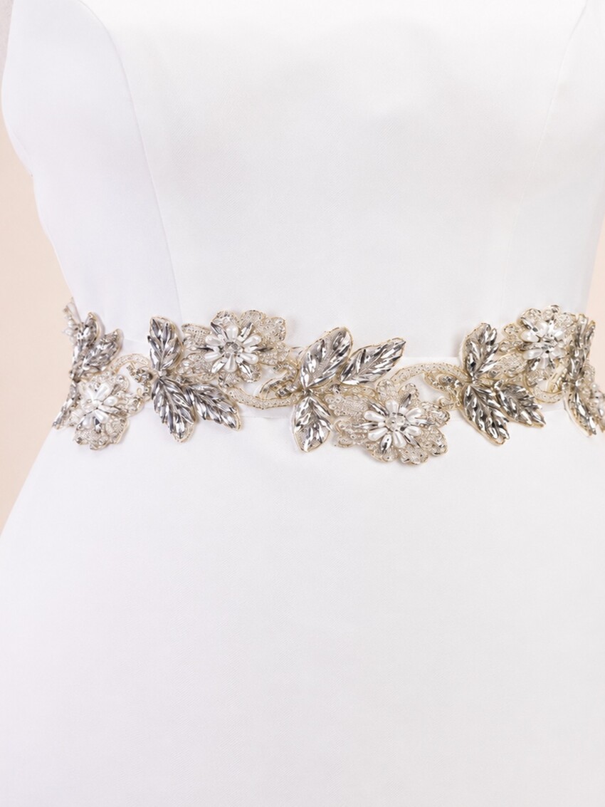 Photograph: Perfect Bridal Elegant Floral Vintage-Inspired Crystal and Pearl Bridal Belt