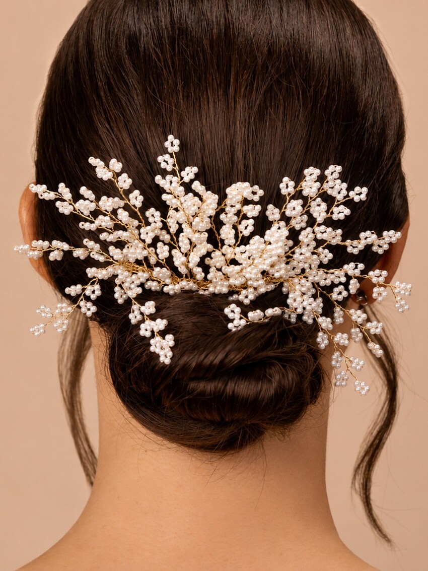 Photograph: Perfect Bridal Gold and Ivory Beaded Bridal Hair Comb