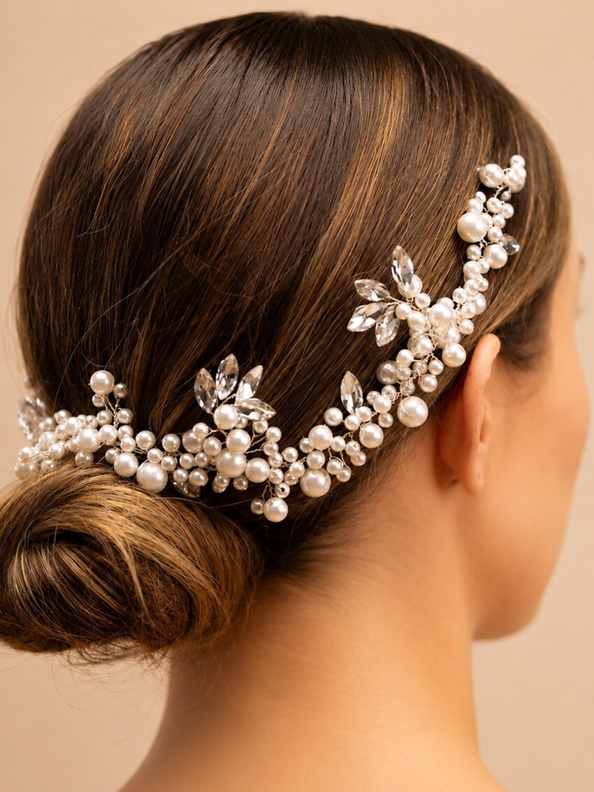Photograph: Perfect Bridal Silver Crystal & Pearl Bridal Hair Vine