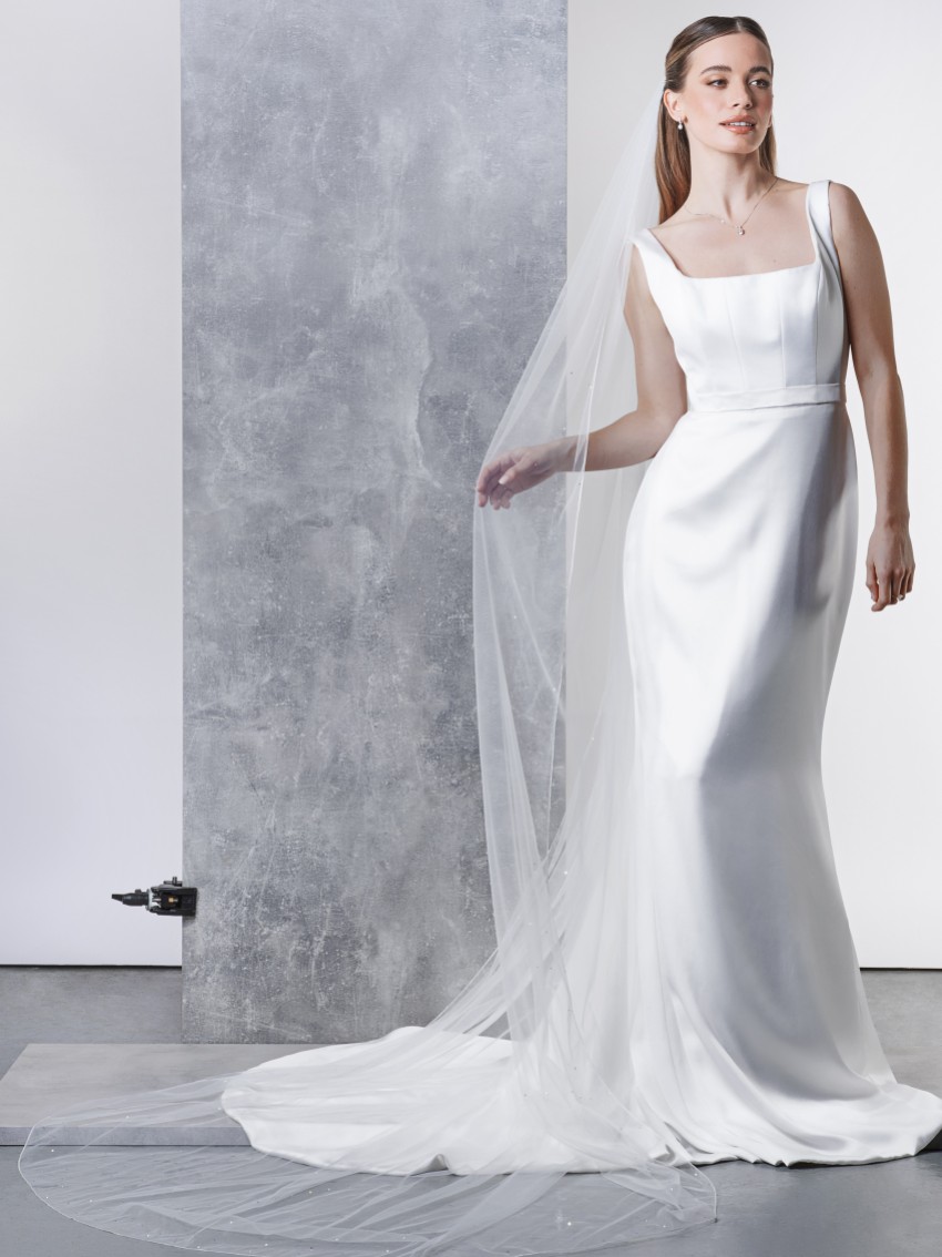 Photograph: Rainbow Club Blazing Star Ivory Scattered Diamante Long Veil