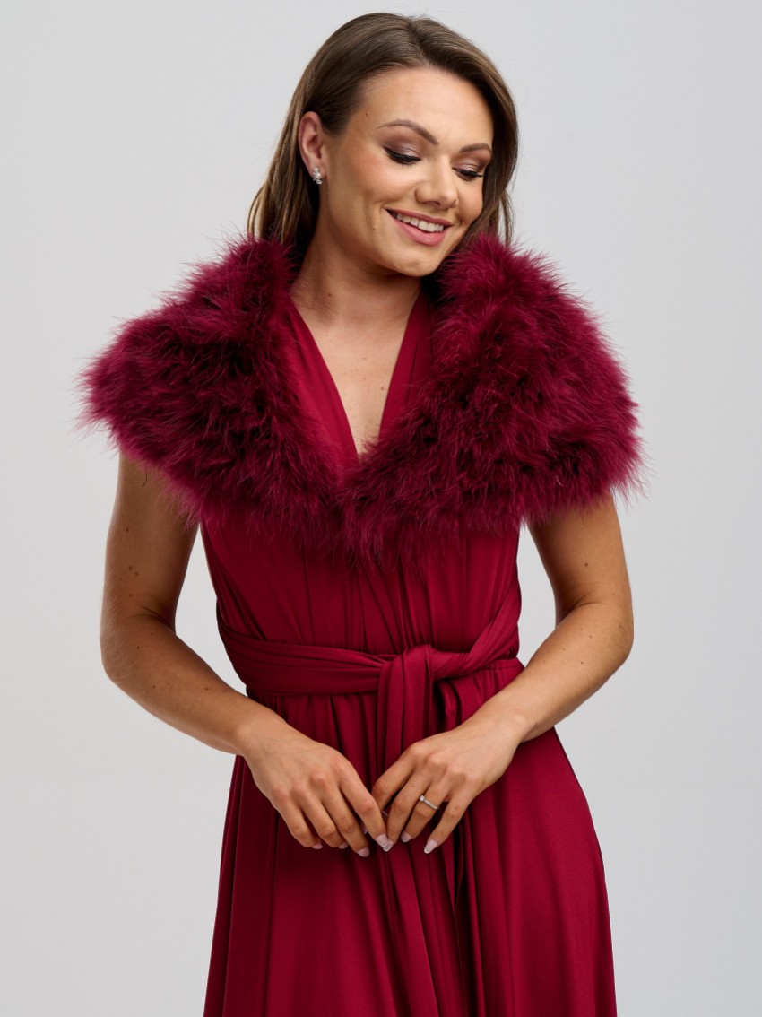 Fotograf: Scharlachrot Burgund Feder Hochzeit Wrap