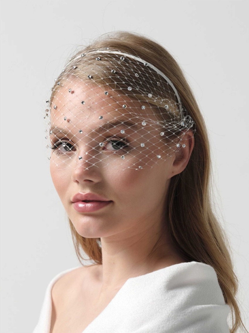 Fotografia: Véu de noiva tipo gaiola com cristais Swarovski da Effie
