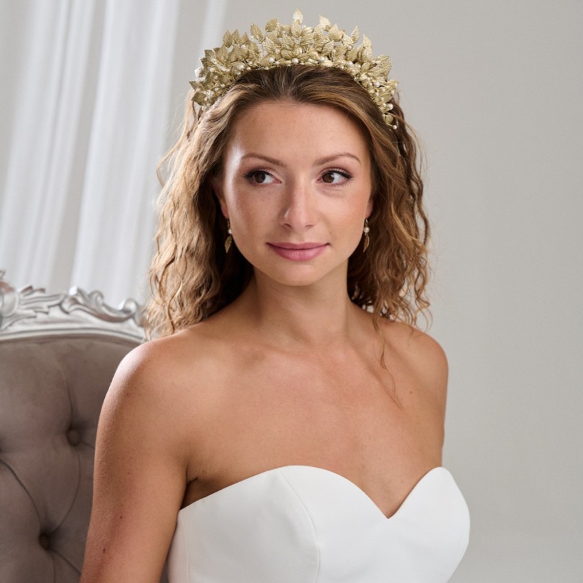 Zdjęcie: Arianna Tiara Catherine z perłami i liśćmi AR788