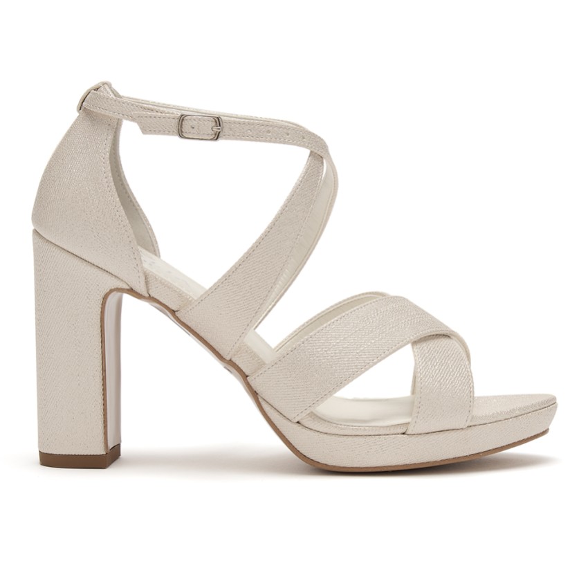 Photograph: Avalia Dilmar Champagne Shimmer Strappy Block Heel Platform Sandals