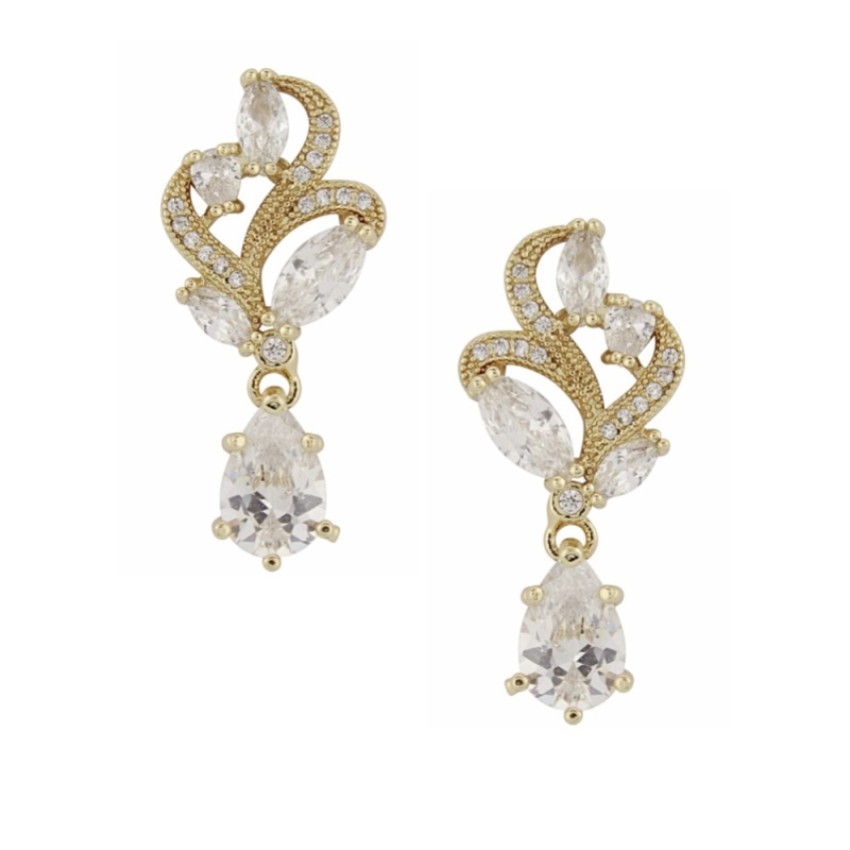 Photograph: Bejewelled Crystal Vintage Wedding Earrings (Gold)