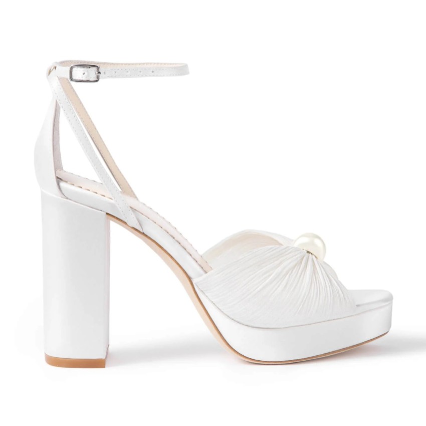 Photograph: Bella Belle Lexi Ivory Pearl Tulle Block Heel Platform Sandals