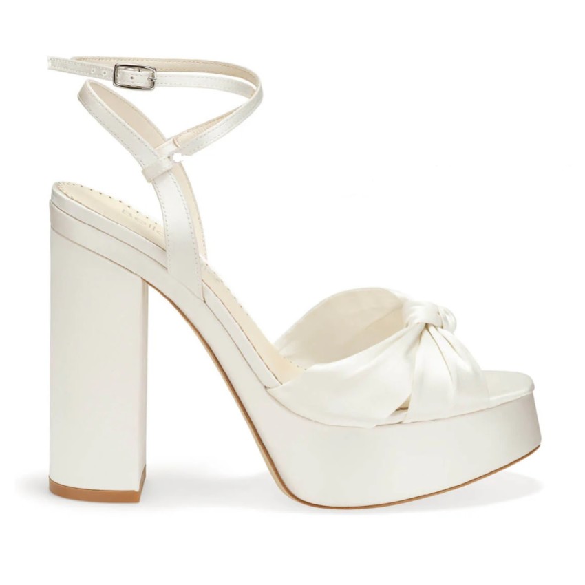 Photograph: Bella Belle Serafina Ivory Silk Chunky Block Heel Platform Sandals