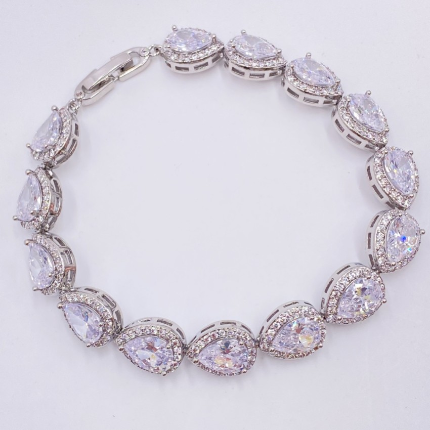 Fotografia: Bracciale nuziale Hampton con zirconi a goccia (argento)