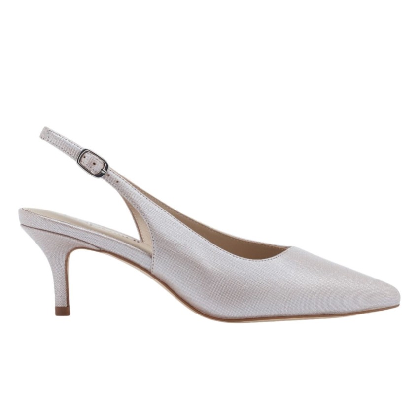 Photograph: Capollini Clarice Pearlised Blush Leather Low Heel Slingbacks
