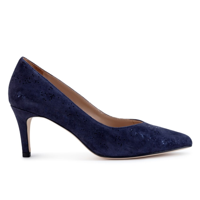 Photograph: Capollini Escarpins à talon moyen en cuir nubuck Izzy Navy