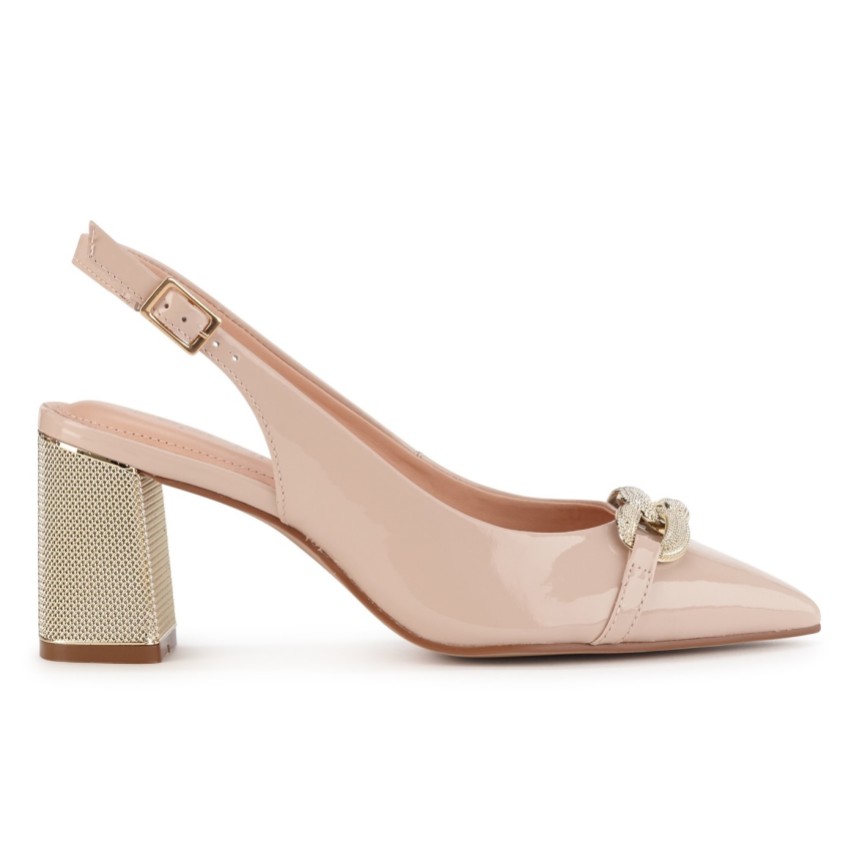 Photograph: Capollini Mazy Nude Pink Patent Leather Block Heel Slingbacks