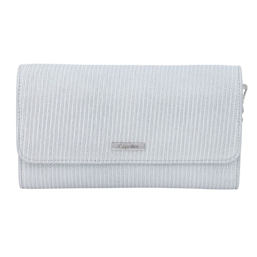 Fotograf: Capollini Silber gestreifte Clutch aus Nubukleder