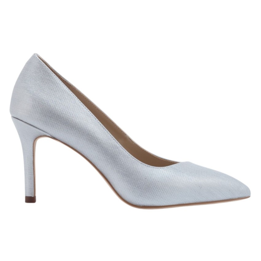 Photograph: Capollini Vivian Pearlised Silver Leather High Heel Court Shoes