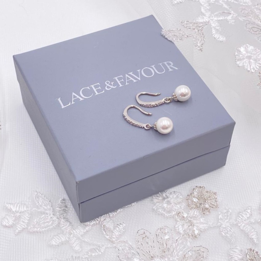 Photograph: Chloe Dainty Pearl Drop Wedding Earrings