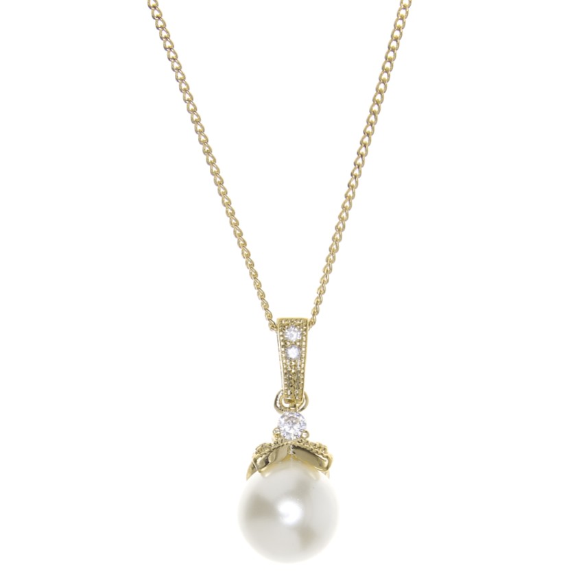 Fotografia: Colar com pingente de pérola Opulence para casamento (dourado)