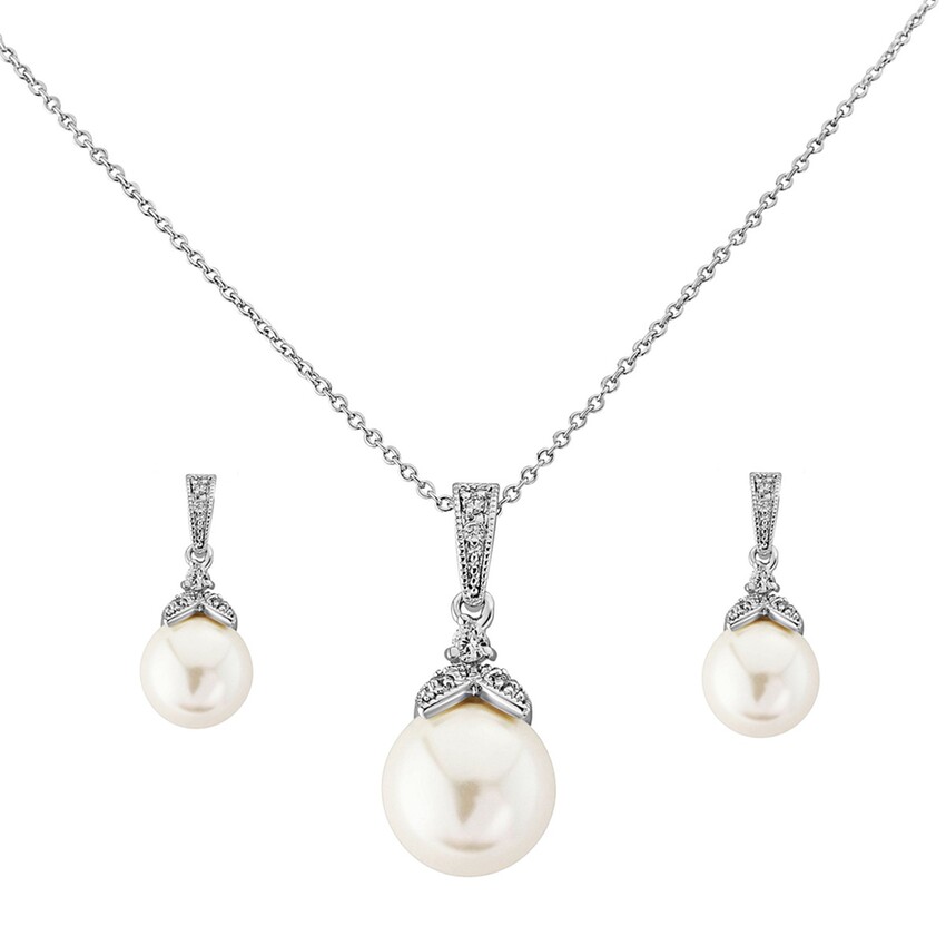 Fotografía: Conjunto de joyas de boda Opulence Pearl (plata)