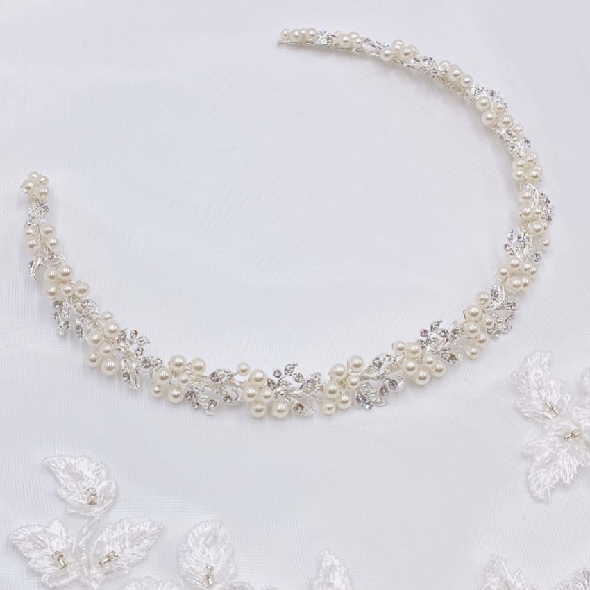 Fotograf: Delilah Crystal Blätter und Perlen Hochzeit Haarstrang