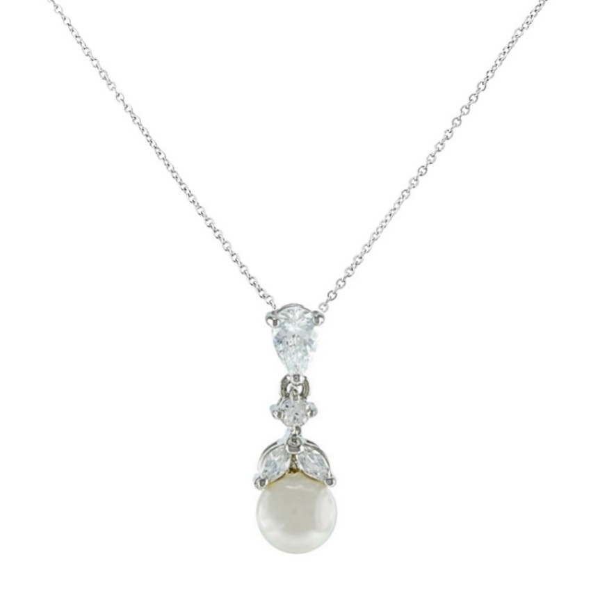 Photograph: Elegance Crystal and Pearl Wedding Pendant Necklace