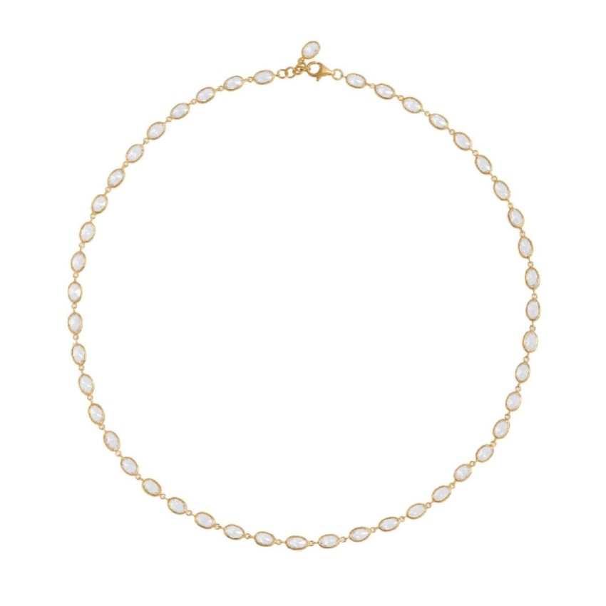 Fotograf: Freya Rose Ovale, goldgerahmte Kristall-Halskette