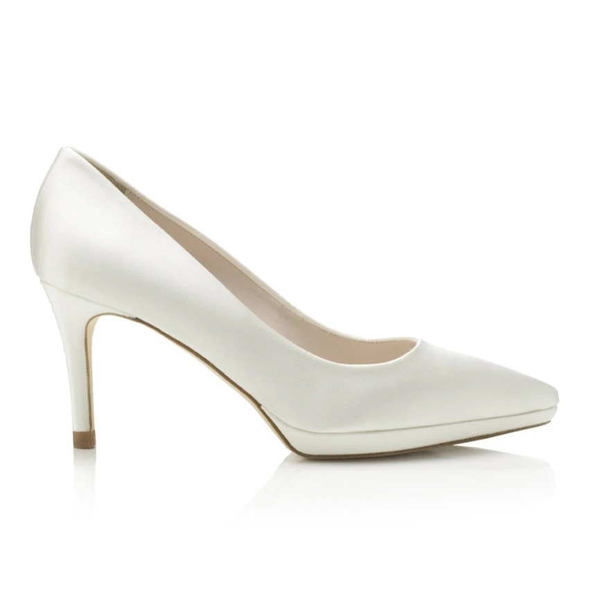 Photograph: Harriet Wilde Joanie Mid Ivory Satin Platform Court Shoes