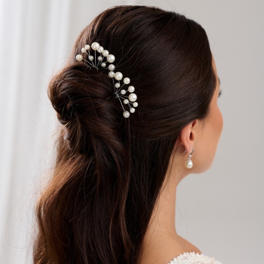 Fotografía: Horquilla para el pelo de boda con perlas y acabado marfil
