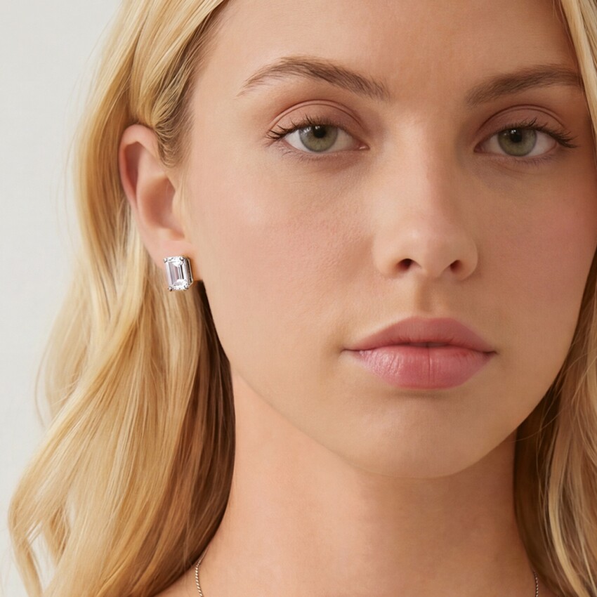 Photograph: Ivory and Co Ascot Crystal Emerald Cut Earrings