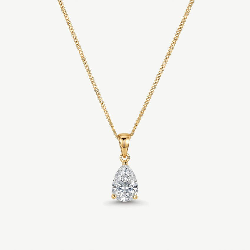 Fotografía: Ivory and Co Collar con colgante de cristal en forma de lágrima dorado de Vanderbilt