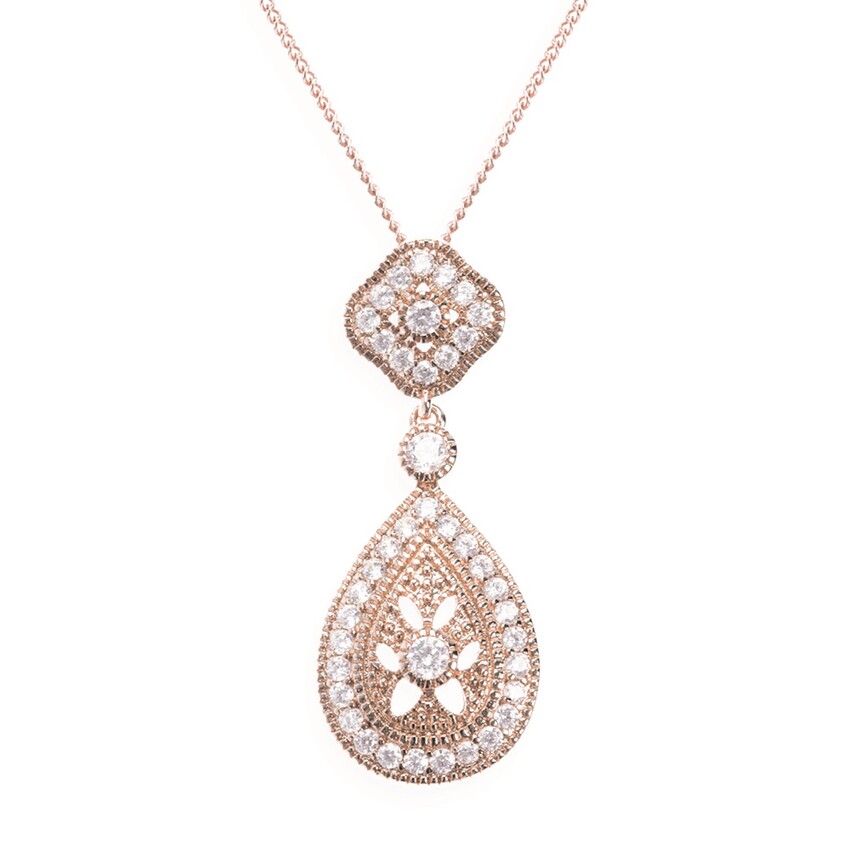 Fotografía: Ivory and Co Collar con colgante de cristal en oro rosa «Moonstruck»