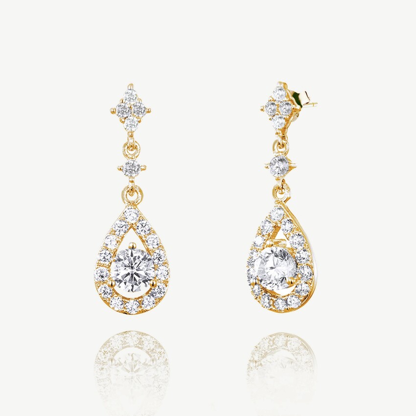 Photograph: Ivory and Co Edinburgh Gold Crystal Teardrop Earrings