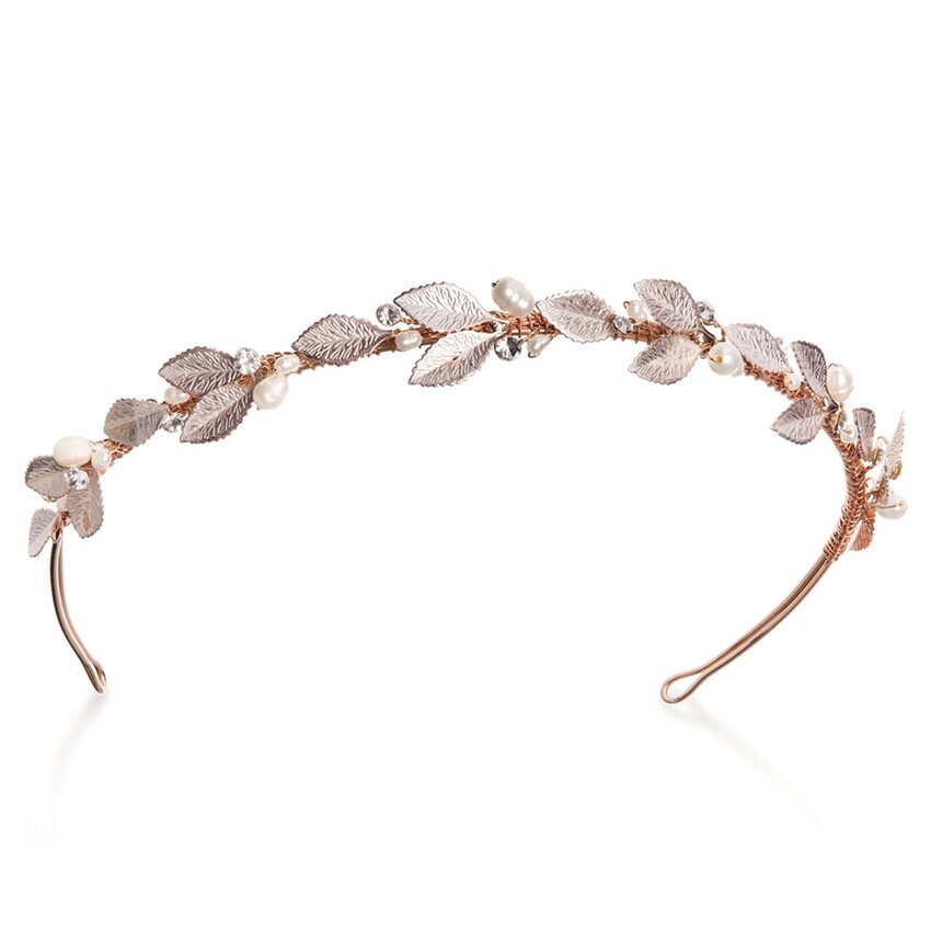 Fotografia: Ivory and Co Fita para a cabeça com folhas esmaltadas em ouro rosa Pearl Mist