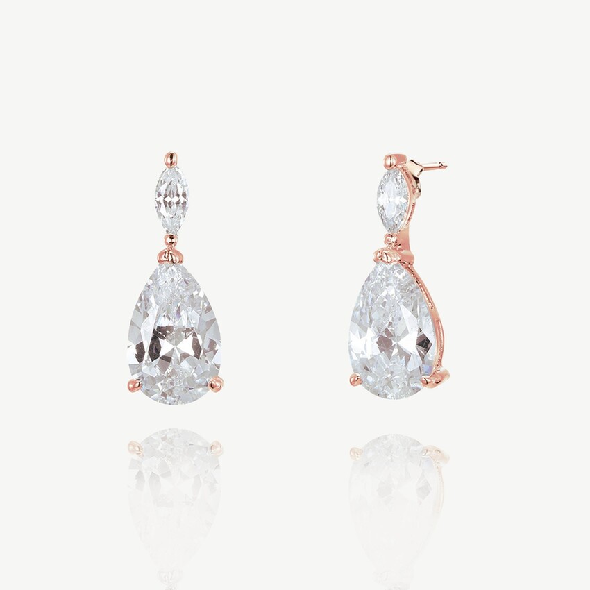 Photograph: Ivory and Co Genova Rose Gold Crystal Teardrop Earrings