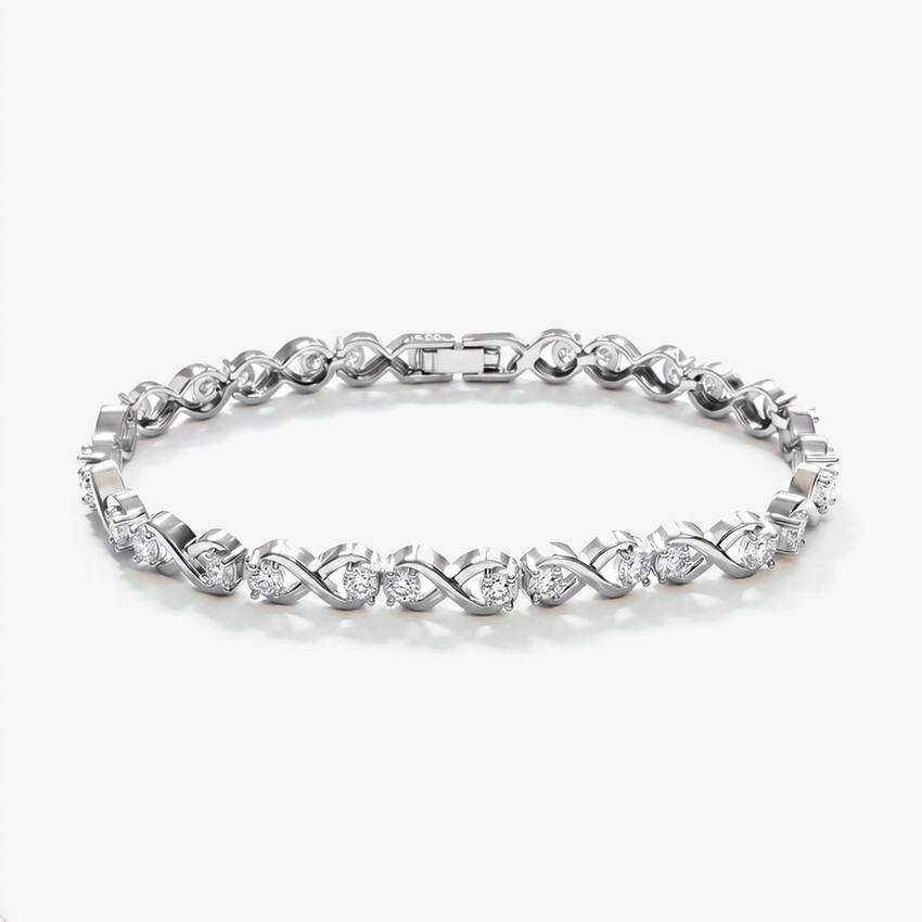 Photograph: Ivory and Co Grafton Silver Crystal Love Knot Bracelet