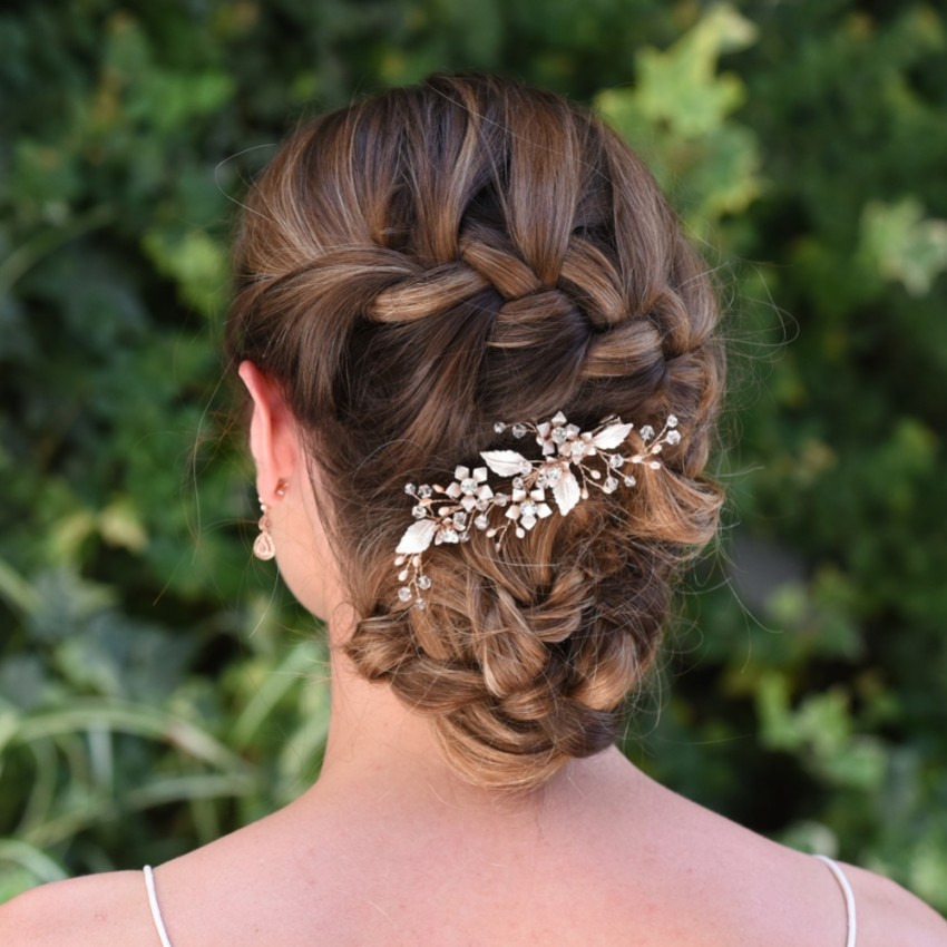 Fotografia: Ivory and Co Grampo de cabelo floral em ouro rosa com ulmeira
