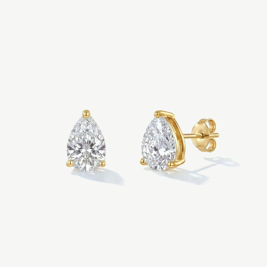Photograph: Ivory and Co Manhattan Gold Cubic Zirconia Pear Cut Stud Earrings