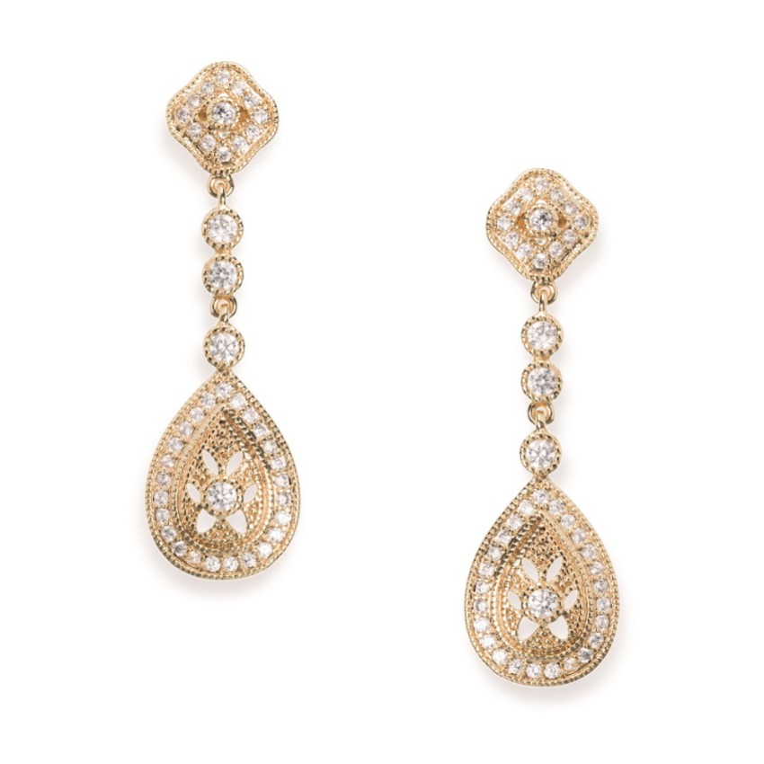 Photograph: Ivory and Co Moonstruck Gold Crystal Wedding Earrings