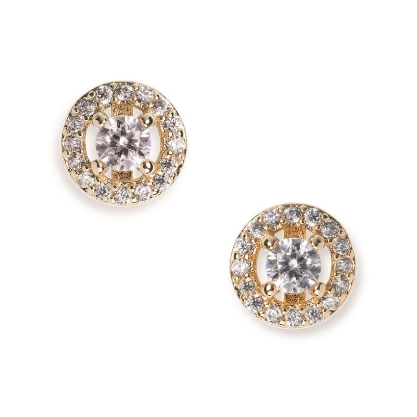 Fotografía: Ivory and Co Pendientes de botón de cristal dorado Balmoral